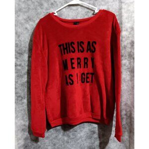 Cold Crush short plush sweatshirt Wmn's Sz XL red Christmas message